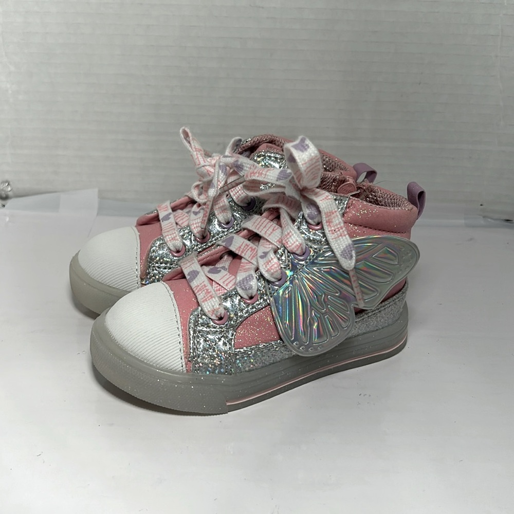 Athletic Works Toddler Girls Pink Butterfly Light Up Sneakers Shoes Size 7.